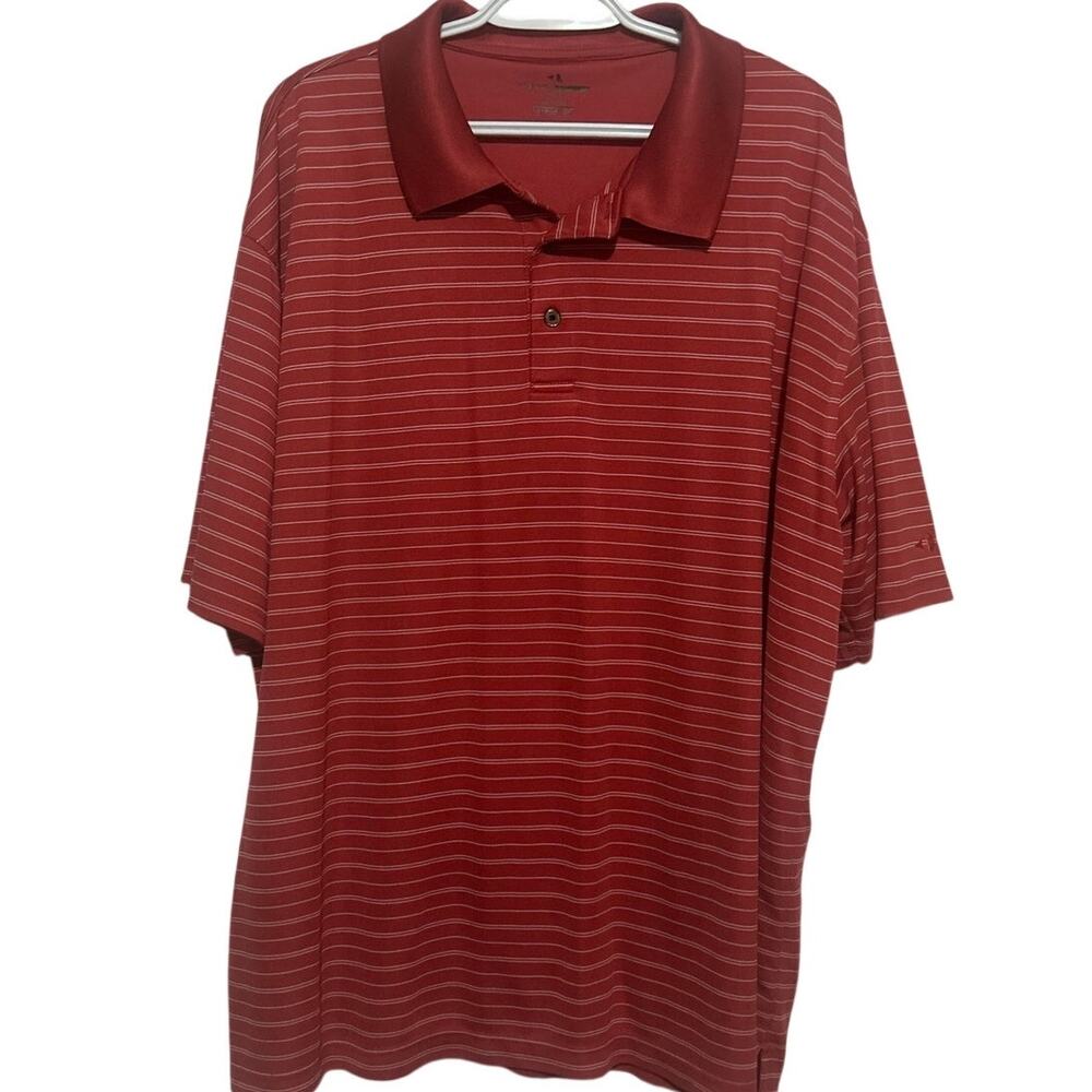 Grand Slam Golf Men's Short Sleeve Quarter Button‎ Coral White Stripes Size XXL